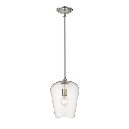 Z-Lite Joliet 1 Light Pendant, Brushed Nickel & Clear 473P9-BN